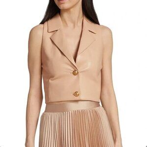 Alice + Olivia Mari Cropped Faux Leather Vest